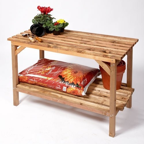 HEAVY DUTY WOODEN GREENHOUSE STAGING BENCH, 4' OR 6' LONG with 1 or 2